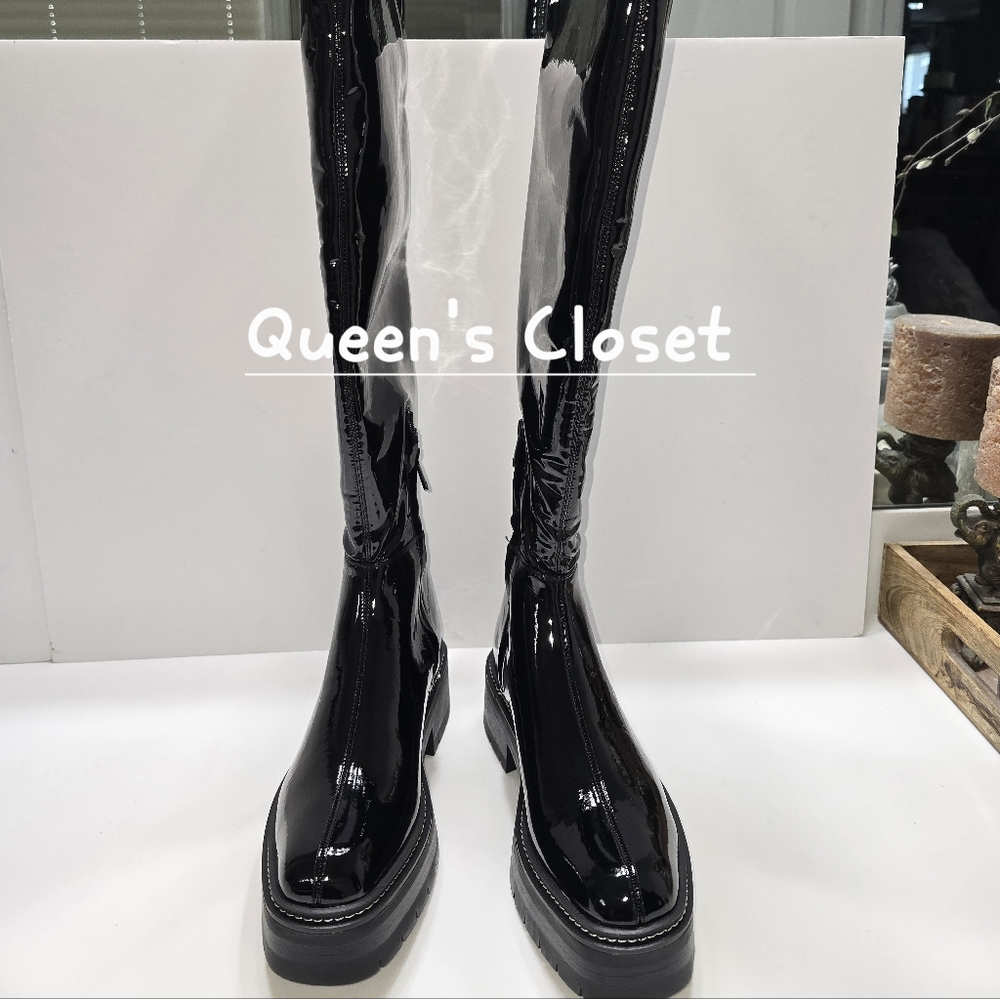 Sam Edelman Glossy Black Patent Over the Knee Boots...💥BRAND NEW